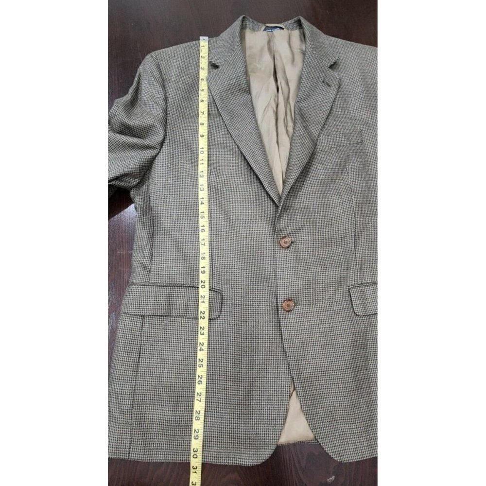 Ralph Lauren Mens Blazer Jacket Single Breasted 42R Houndstooth Brown Silk Blend - Picture 8 of 16
